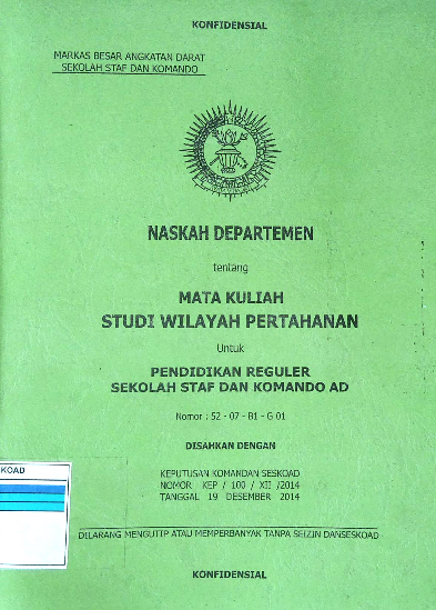 NASKAH DEPARTEMEN TENTANG MATA KULIAH STUDI WILAYAH PERTAHANAN UNTUK PEND